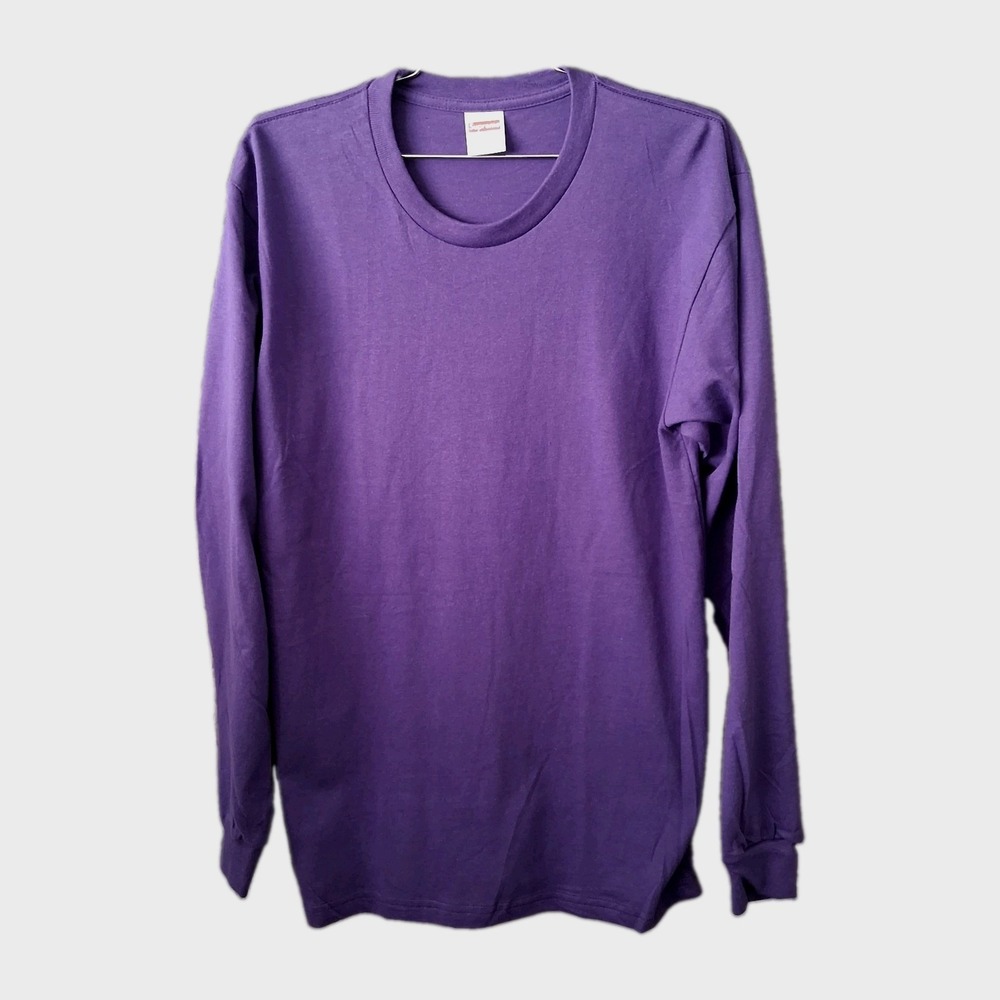 Supreme NYC Blank Purple T Shirt Size Medium Long Sleeve Made In USA